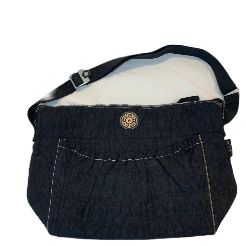 Kipling Diaper Bag Black Shoulder Strap Stroller Attachment Plastic Lining